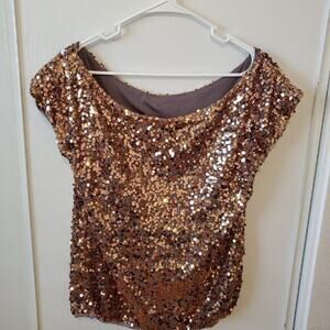 Top, gold, short sleeves, women, size m
